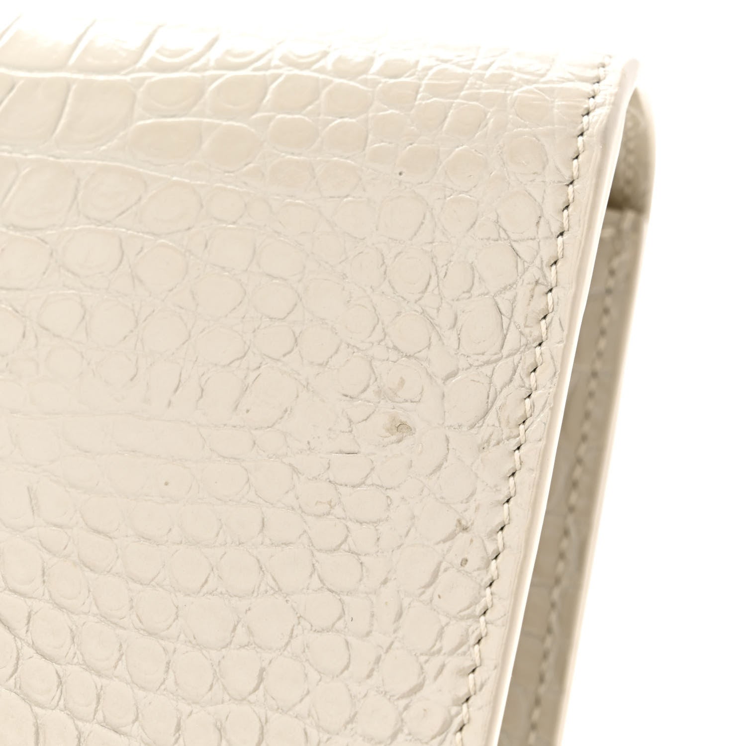 Saint Laurent Calfskin Crocodile Embossed Medium Classic Monogram Kate Tassel Satchel Crema Soft 15 of 15