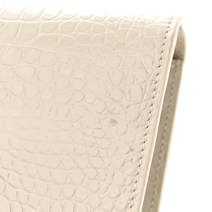 Saint Laurent Calfskin Crocodile Embossed Medium Classic Monogram Kate Tassel Satchel Crema Soft 15 of 15