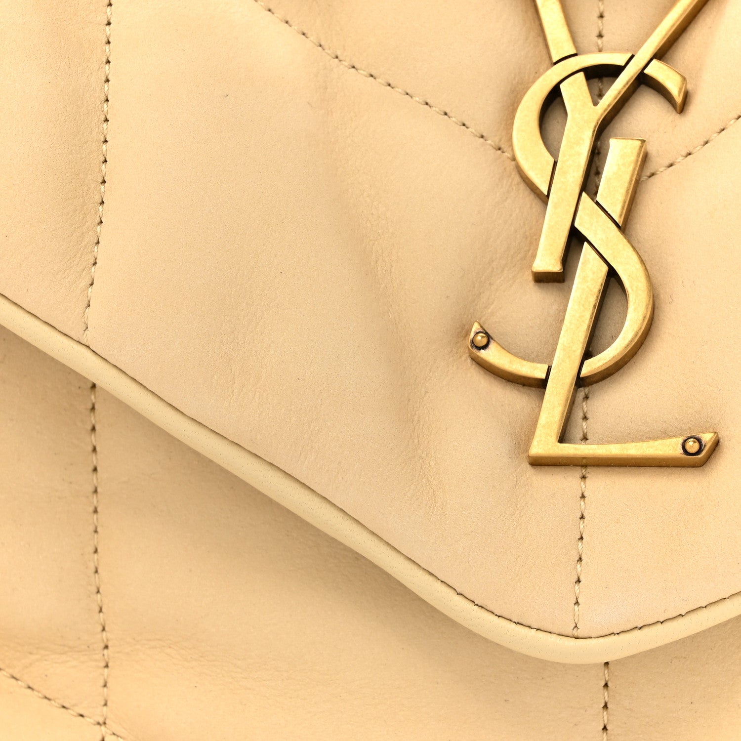 Saint Laurent Lambskin Quilted Small Loulou Puffer Monogram Chain Satchel Crema Soft 8 of 13