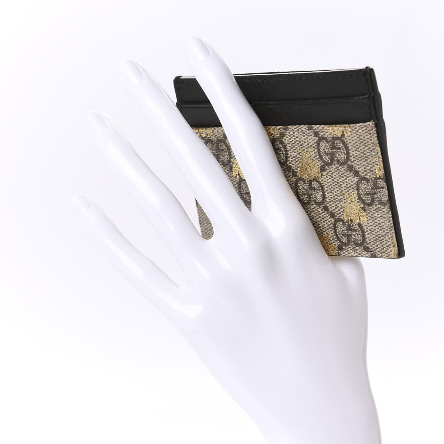 GG Supreme Monogram Bees Card Holder Black