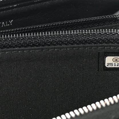 Chanel Lambskin Camellia Studded Medium Gusset Zip Around Wallet Black 8 of 12