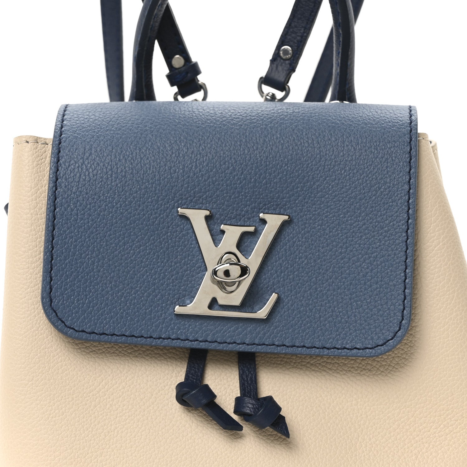 Louis Vuitton Calfskin Lockme Mini Backpack Blue Jean Creme 7 of 9