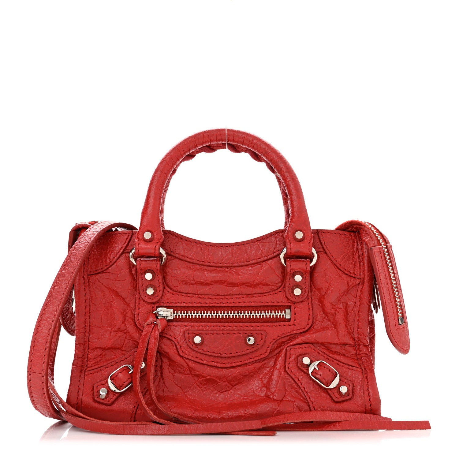 Balenciaga Agneau Classic Silver Hardware Nano City Rouge Groseille 1 of 10