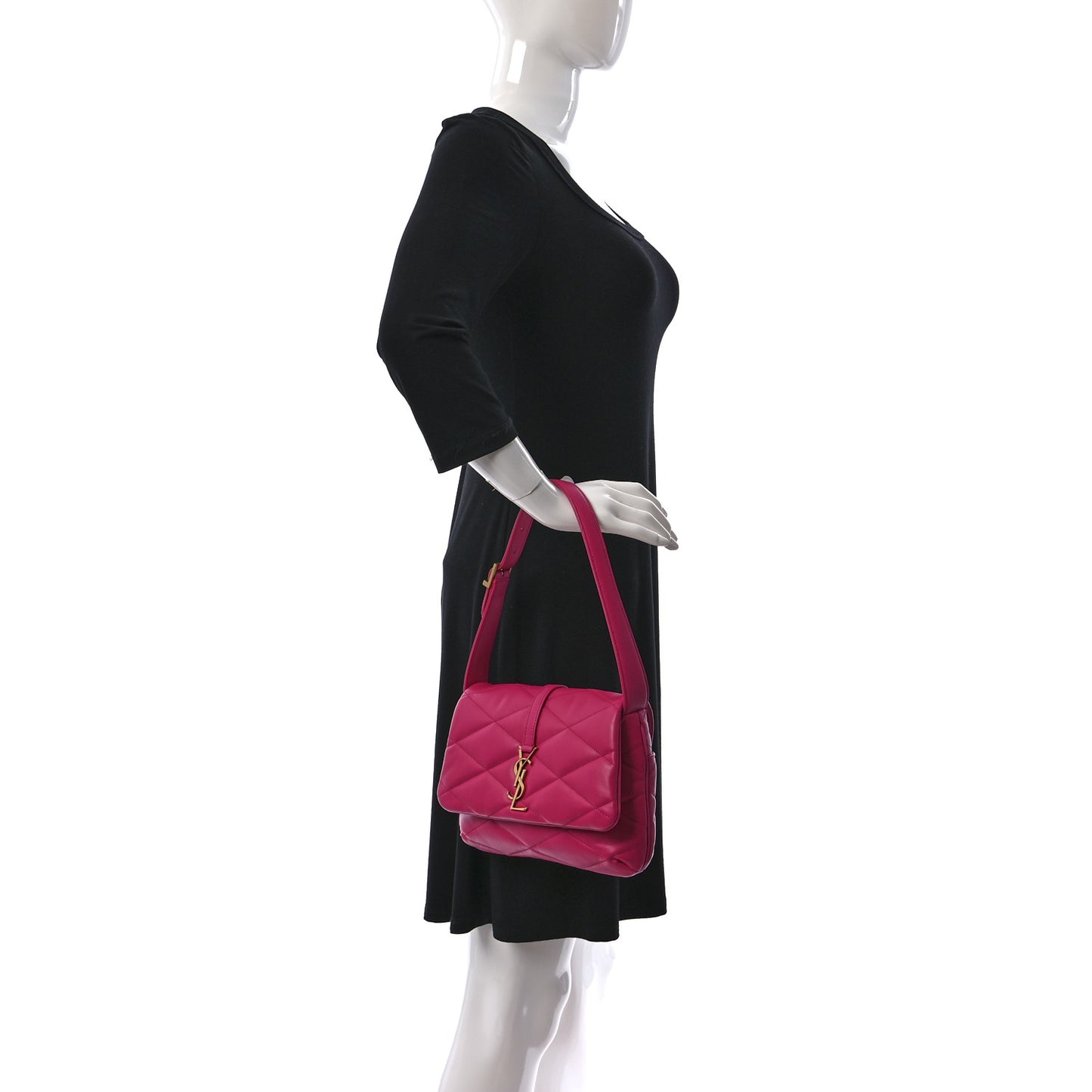Lambskin Quilted Le 57 Diamond Shoulder Bag Lipstick Fuchsia