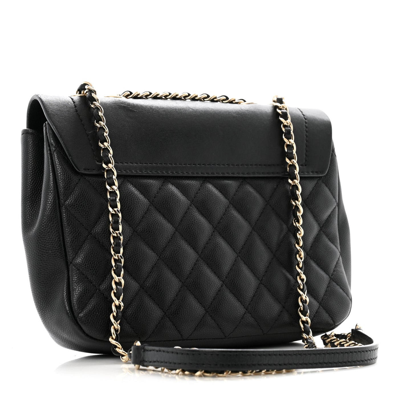 Calfskin Caviar Quilted Small Flap Black