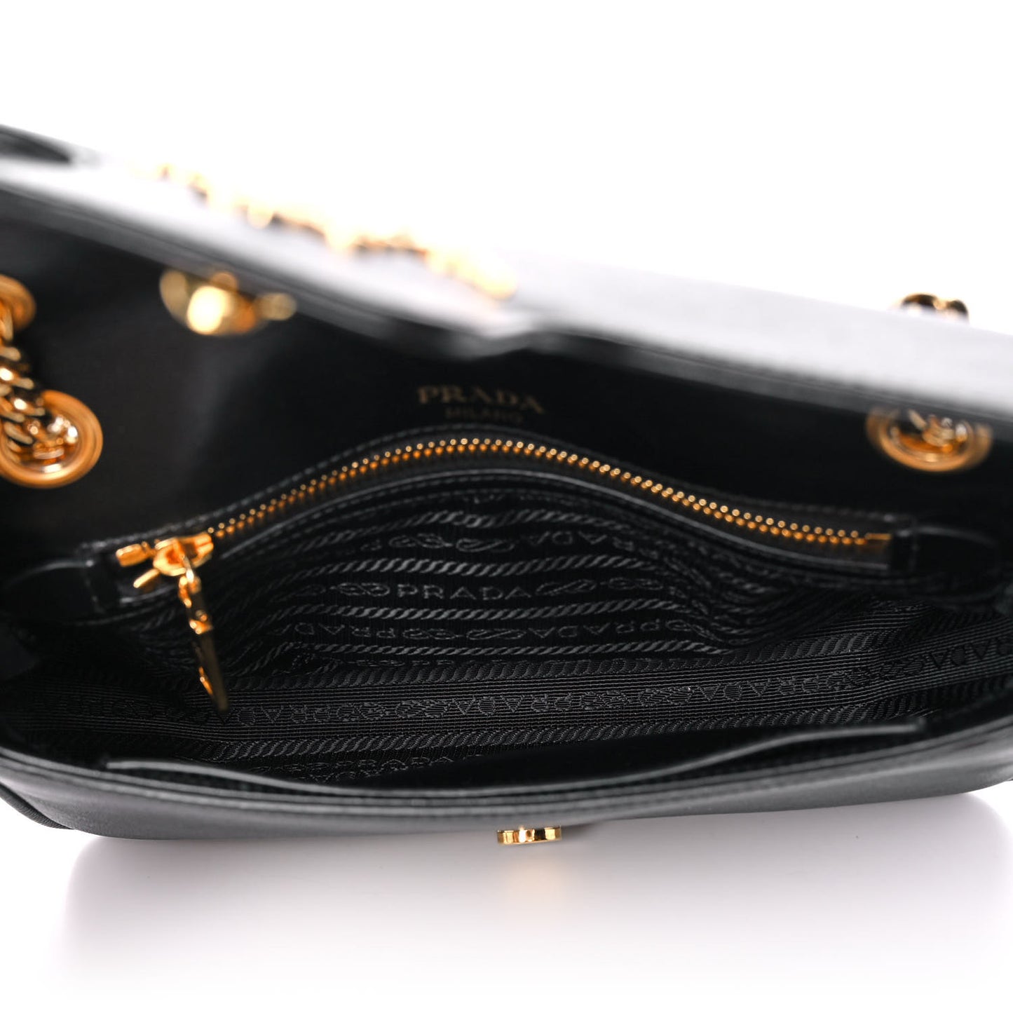 Saffiano Flap Shoulder Bag Black