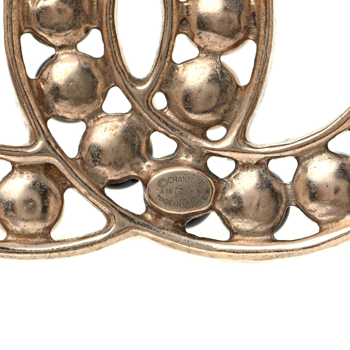 Pearl CC Brooch Gold Black