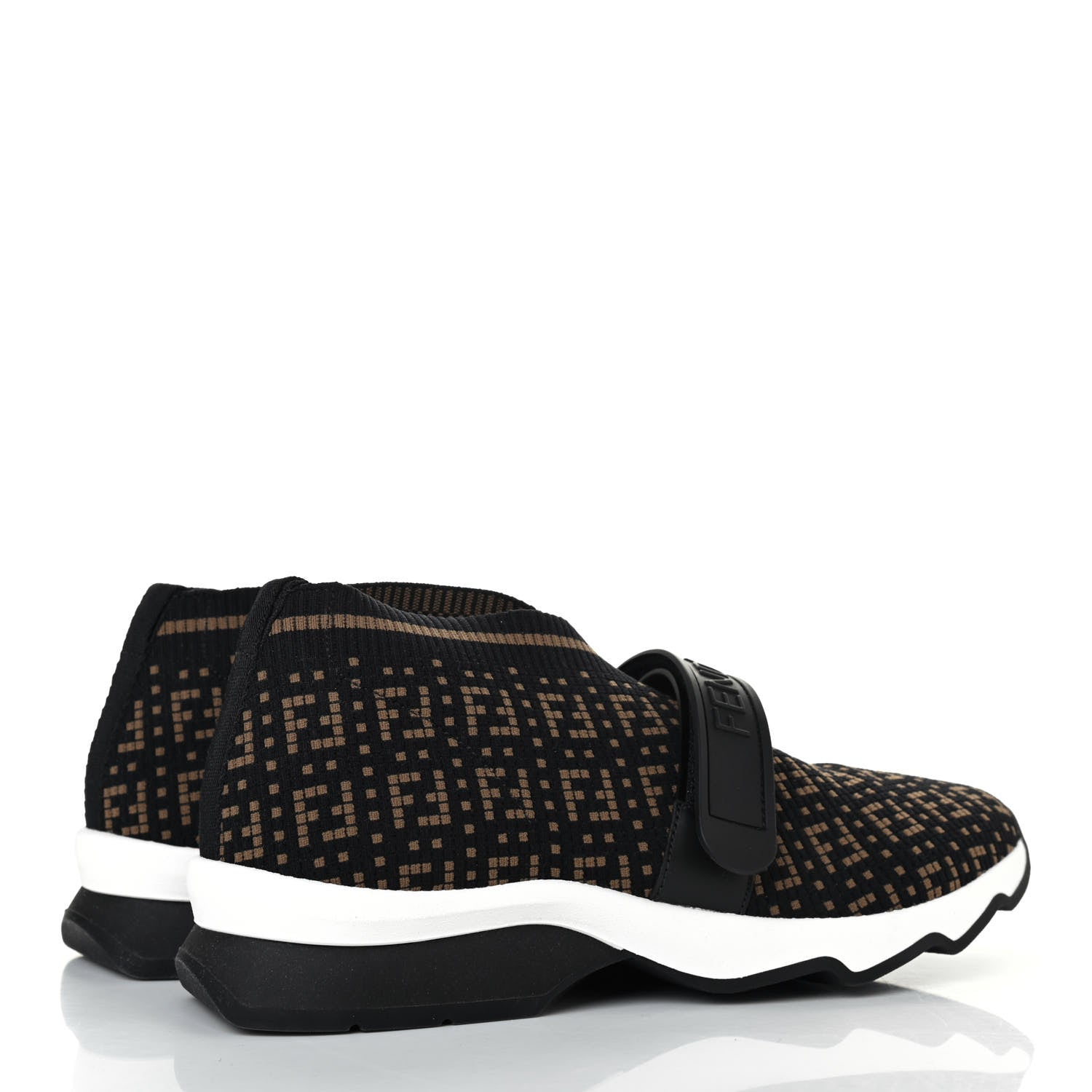Fendi Stretch Yarn FF Stiff Band Rockoko Sneakers 38 Black Tobacco 3 of 4