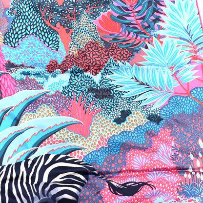 Hermes Silk Mountain Zebra Scarf 90 Turquoise Fuchsia Cobalt 5 of 6