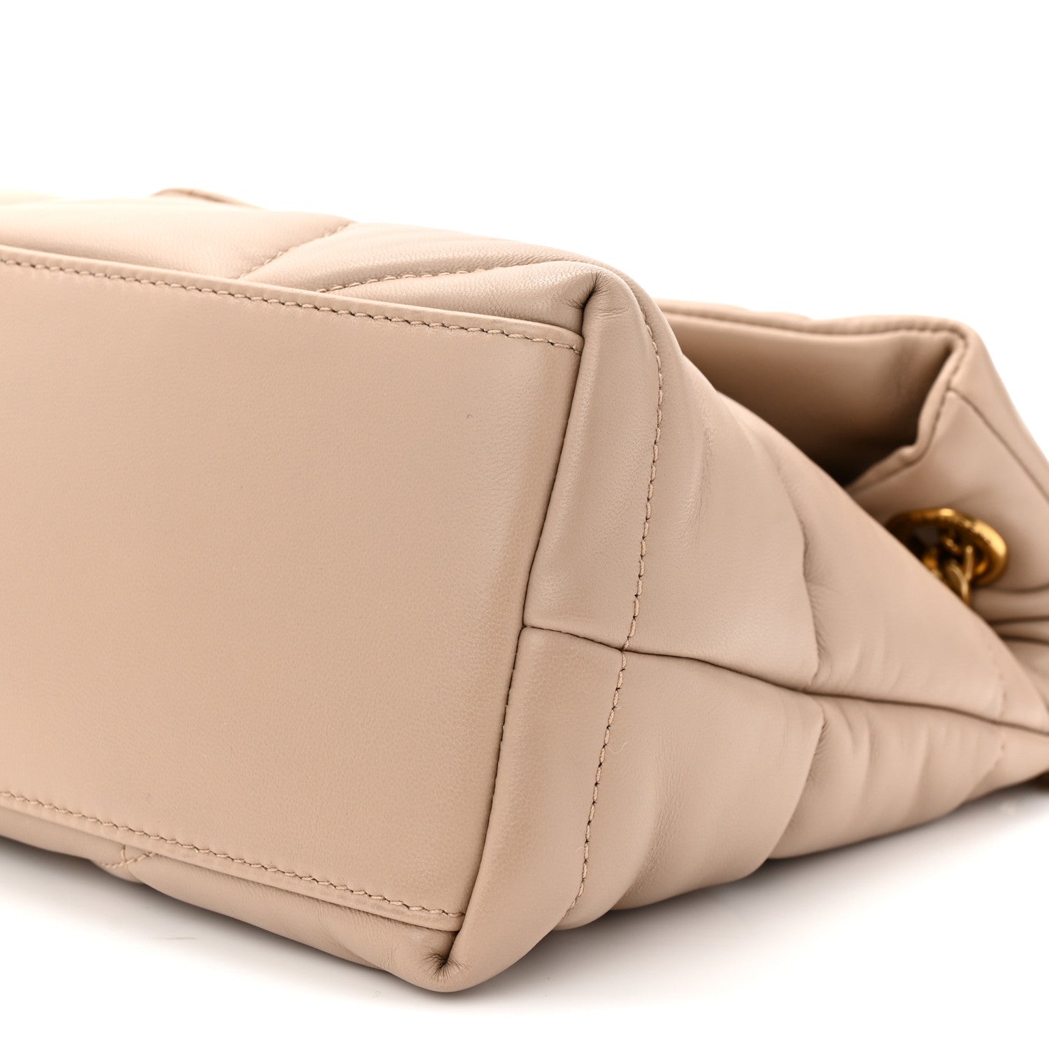 Saint Laurent Lambskin Quilted Small Loulou Puffer Monogram Chain Satchel Dark Beige 10 of 11