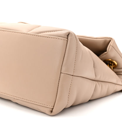 Saint Laurent Lambskin Quilted Small Loulou Puffer Monogram Chain Satchel Dark Beige 10 of 11
