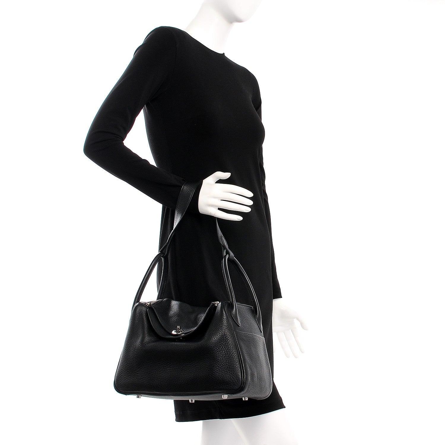 Hermes Taurillon Clemence Lindy 30 Black 2 of 9