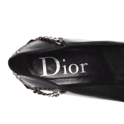 Christian Dior Calfskin Brogues Chain Bow Pumps 39.5 Black 11 of 13