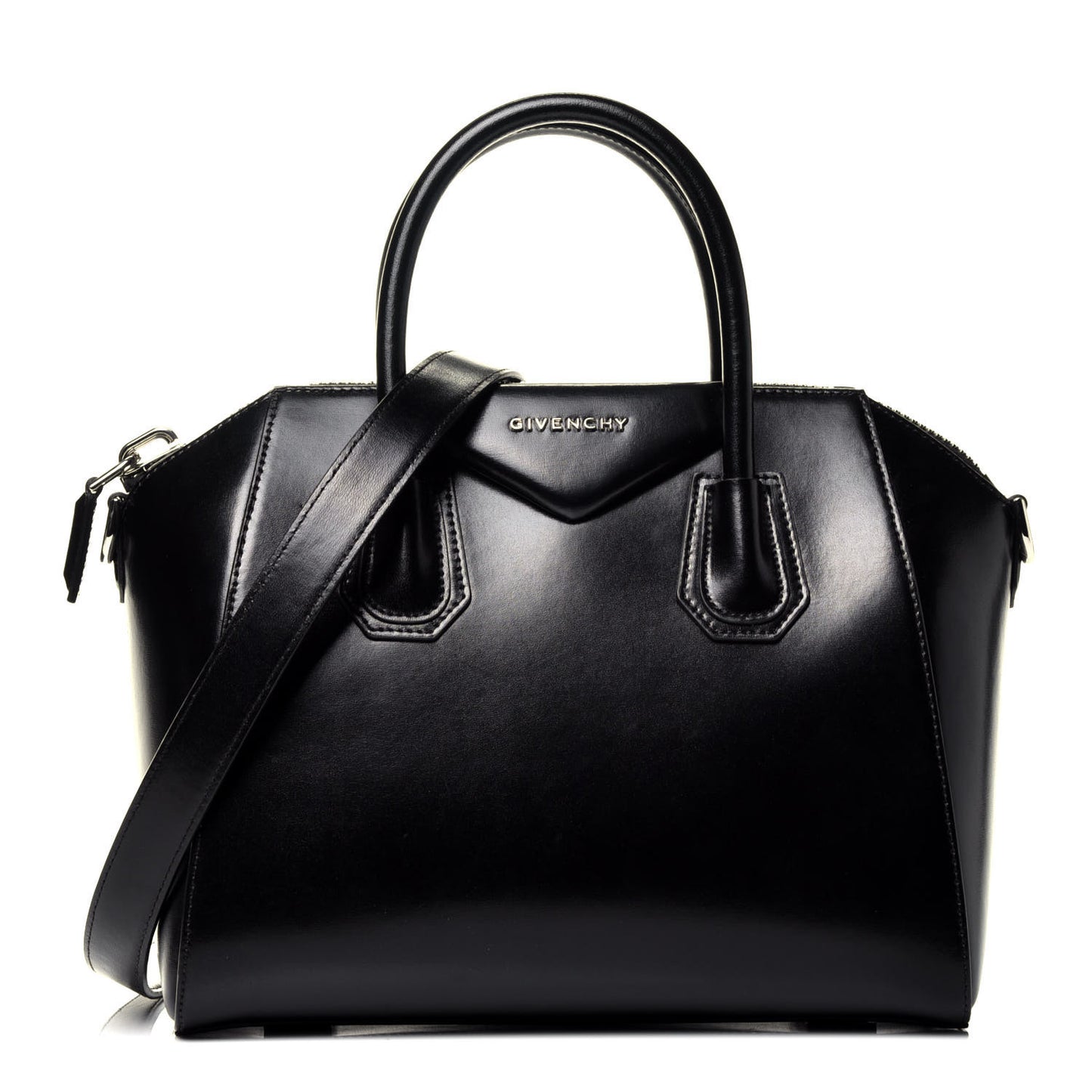Shiny Lord Calfskin Small Antigona Black