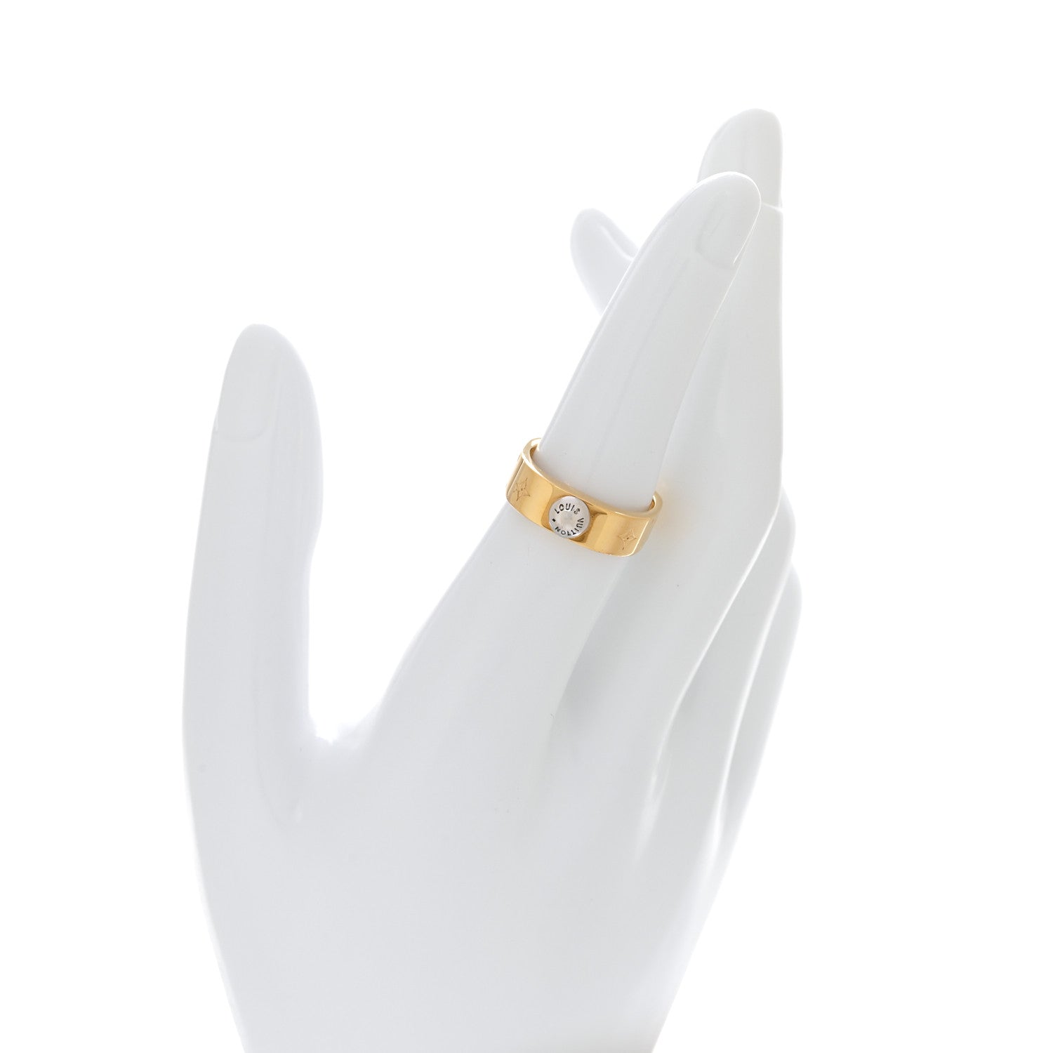 Louis Vuitton Brass Monogram Engraved Nanogram Ring M Gold 2 of 7