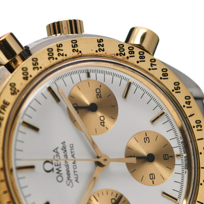 Omega Stainless Steel 18K Yellow Gold 39mm Speedmaster Chronograph Automatic Watch White 175.00.33 6 of 7
