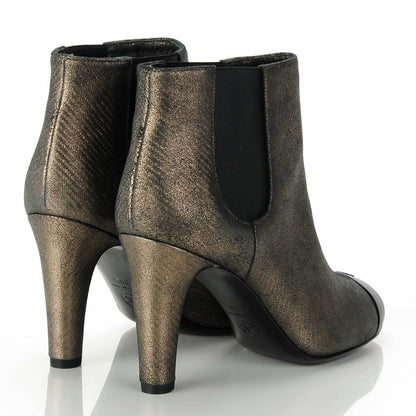 Chanel Metallic Lambskin CC Cap Toe Ankle Boots 38.5 Argent Fonce Black 8 of 15