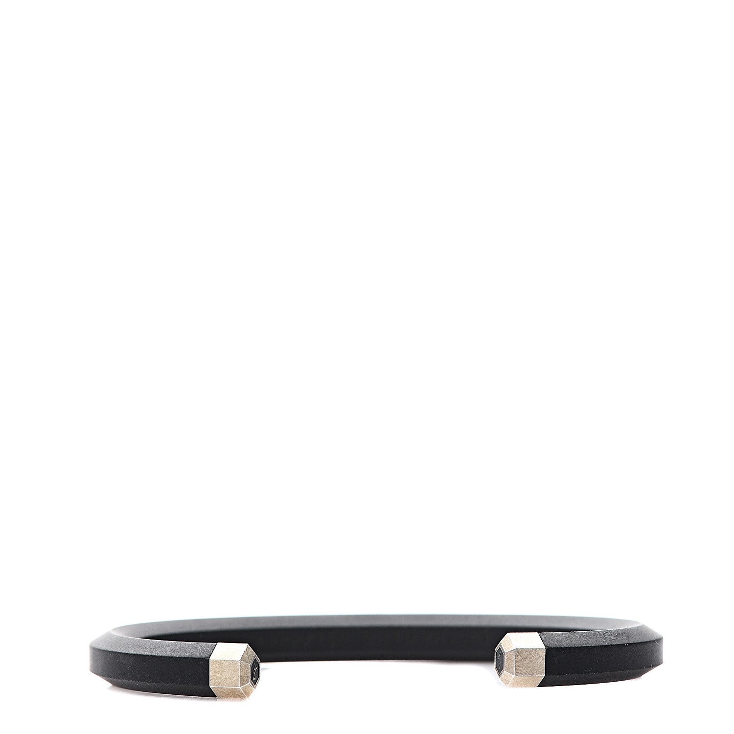David Yurman Sterling Silver Rubber 7mm Mens Hex Cuff Bracelet M Black 1 of 6
