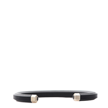 David Yurman Sterling Silver Rubber 7mm Mens Hex Cuff Bracelet M Black 1 of 6