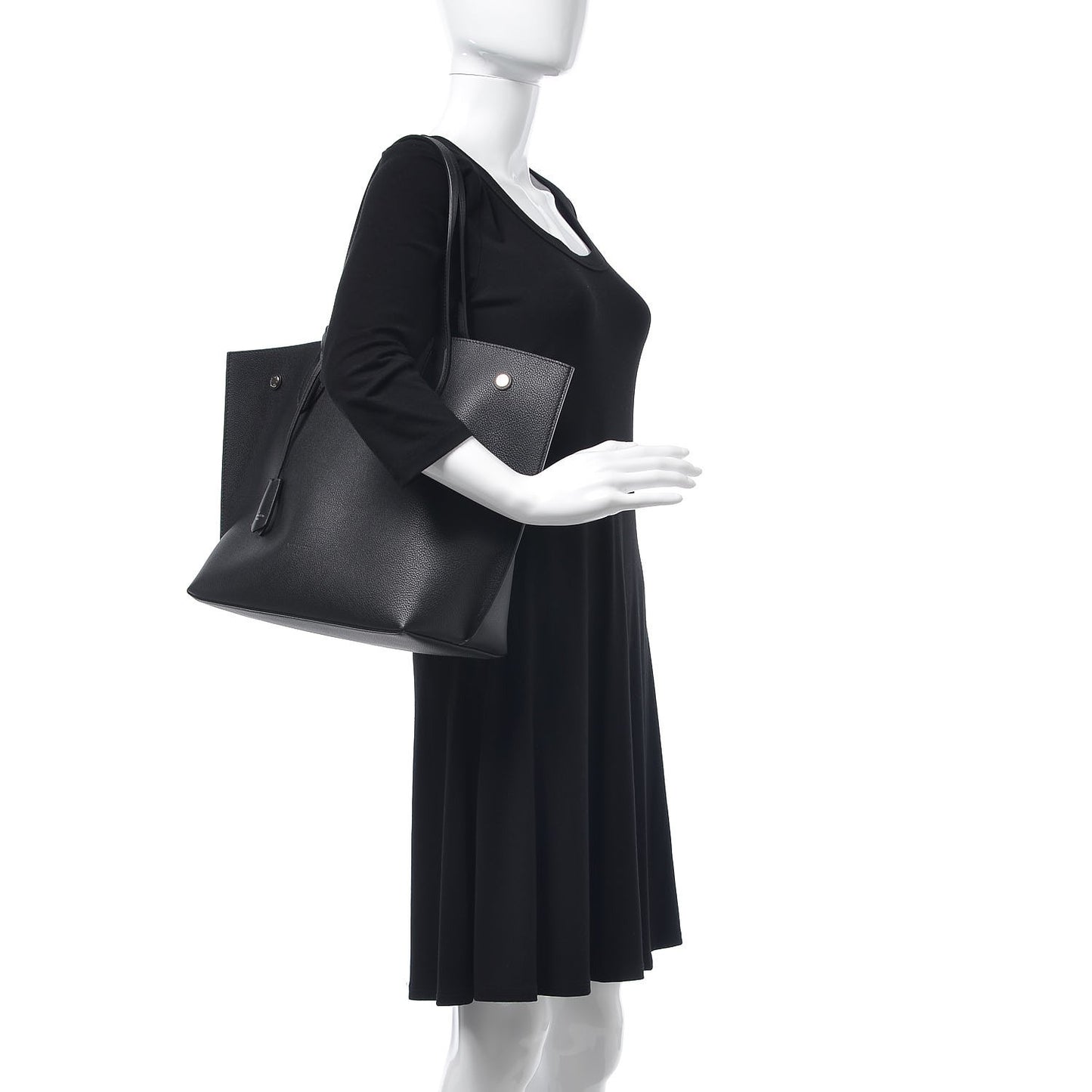 Calfskin Lockme Go Tote Black