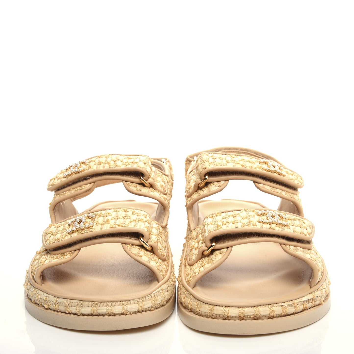 Braided Fabric Velcro Dad Sandals 39.5 Beige