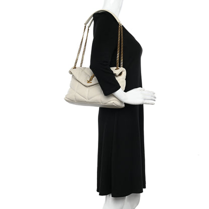 Saint Laurent Lambskin Quilted Small Loulou Puffer Monogram Chain Satchel Crema Soft 2 of 10