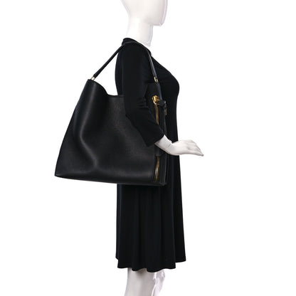 Tom Ford Pebbled Calfskin Small Alix Padlock Zip Hobo Bag Black 2 of 10
