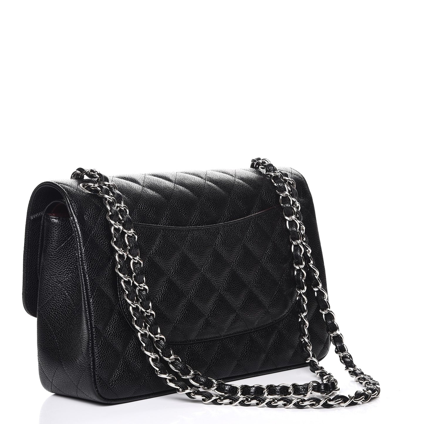 Caviar Quilted Jumbo Double Flap Black