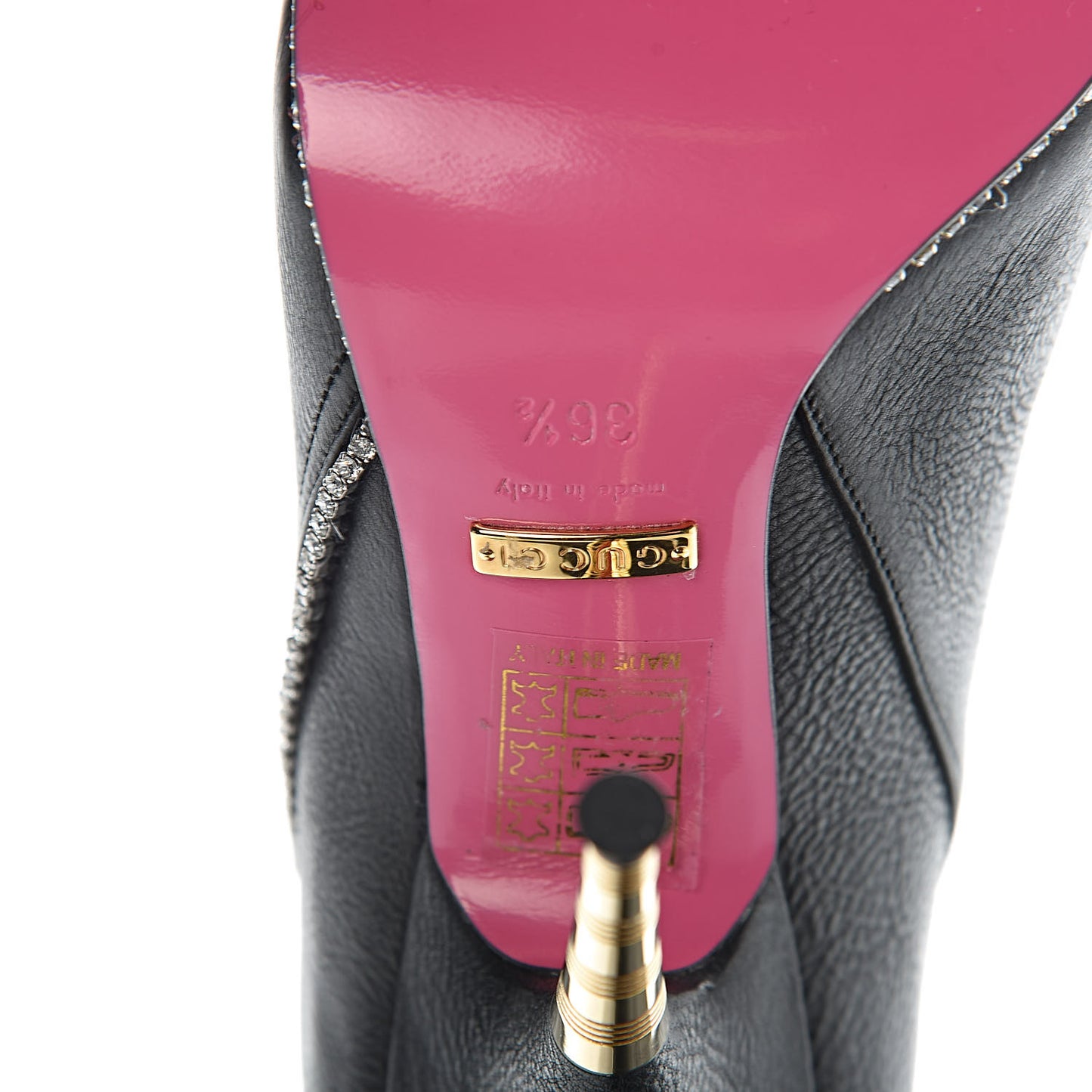 Calfskin Crystal Fosca Boots 36.5 Black