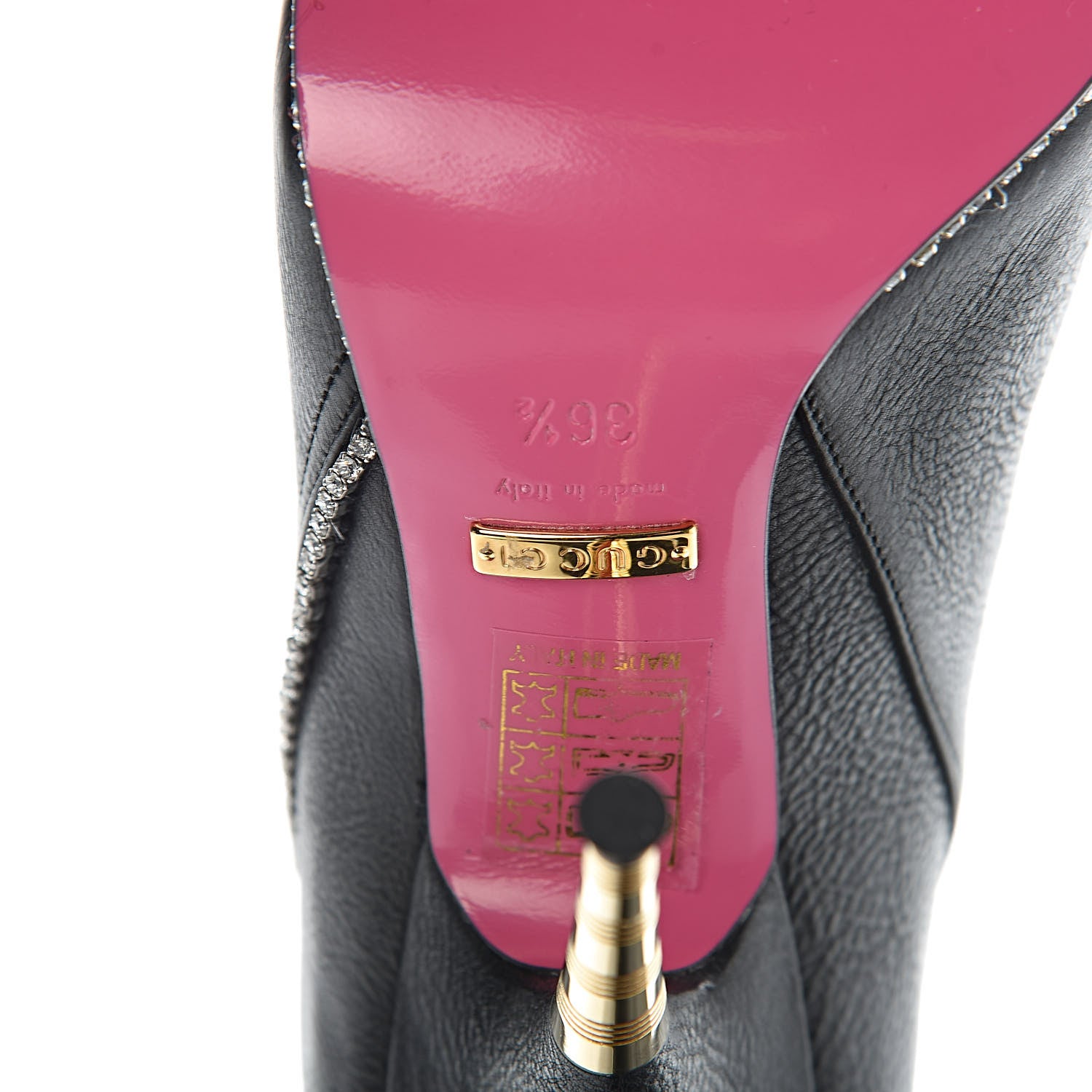 Gucci Calfskin Crystal Fosca Boots 36.5 Black 6 of 10