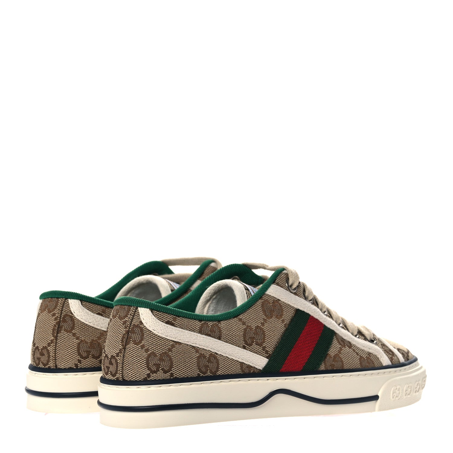 Gucci GG Monogram Web Womens 1977 Tennis Sneakers 35 Beige Ebony Mystic White 4 of 7
