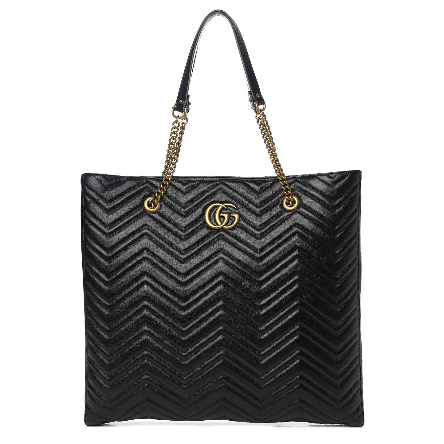 Azalea Calfskin Matelasse Large GG Marmont Slim Tote Black