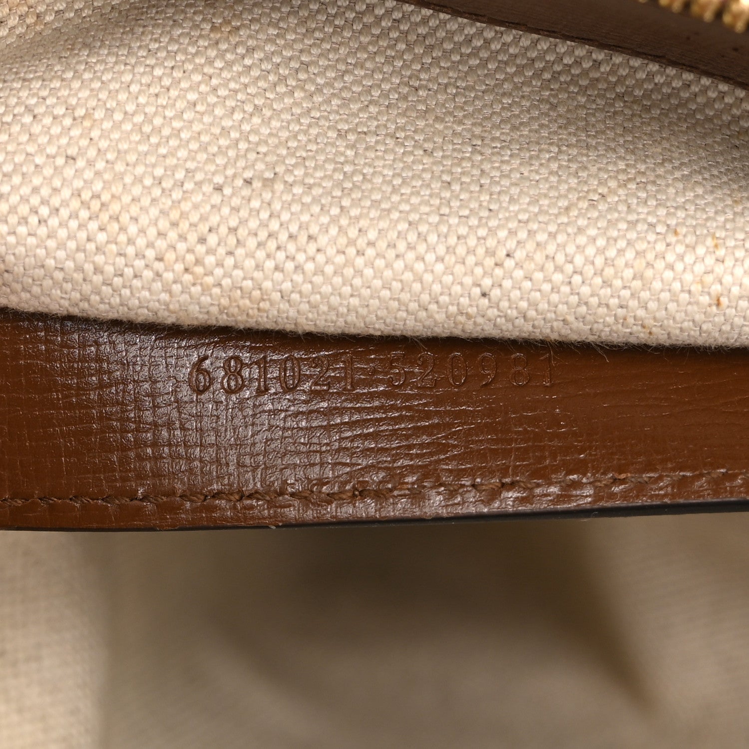 Gucci GG Supreme Monogram Azalea Calfskin Retro Interlocking G Flat Messenger Bag Beige Ebony Brown Sugar 7 of 11