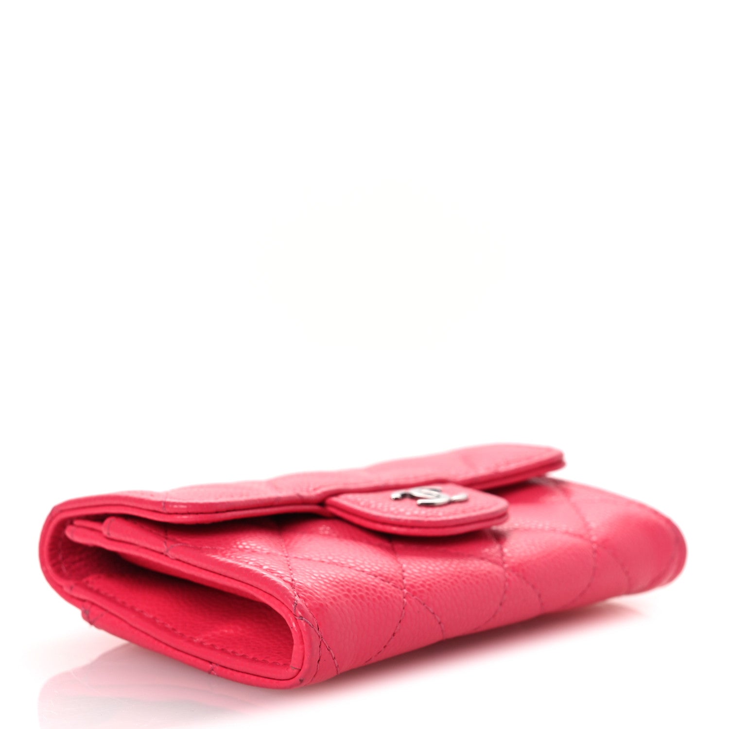 Chanel Caviar Quilted Flap Card Holder Wallet Fuchsia 4 of 9
