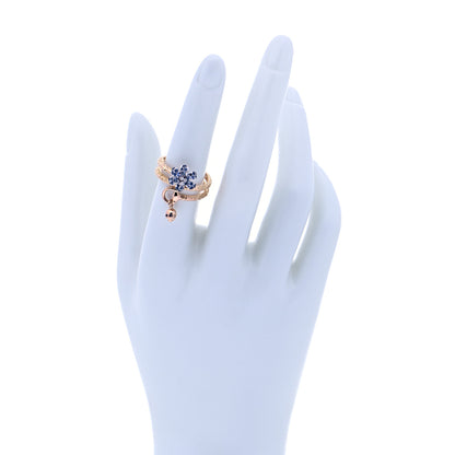 Gucci 18K Rose Gold Diamond Blue Sapphire Flora Wrap Ring 55 7.25 2 of 7