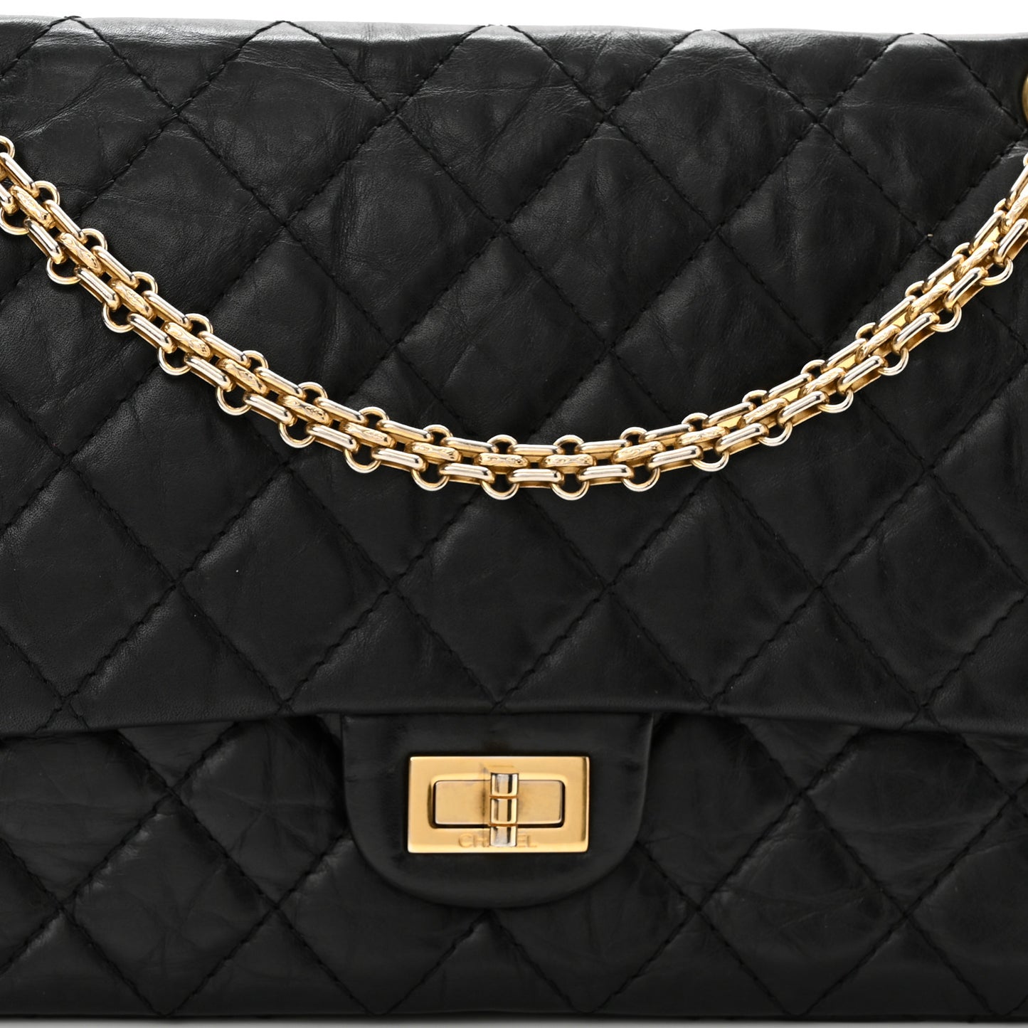 Aged Calfskin Quilted 2.55 Reissue 226 Flap Black