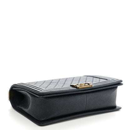 Chanel Caviar Quilted New Medium Boy Flap Dark Navy Blue 4 of 11