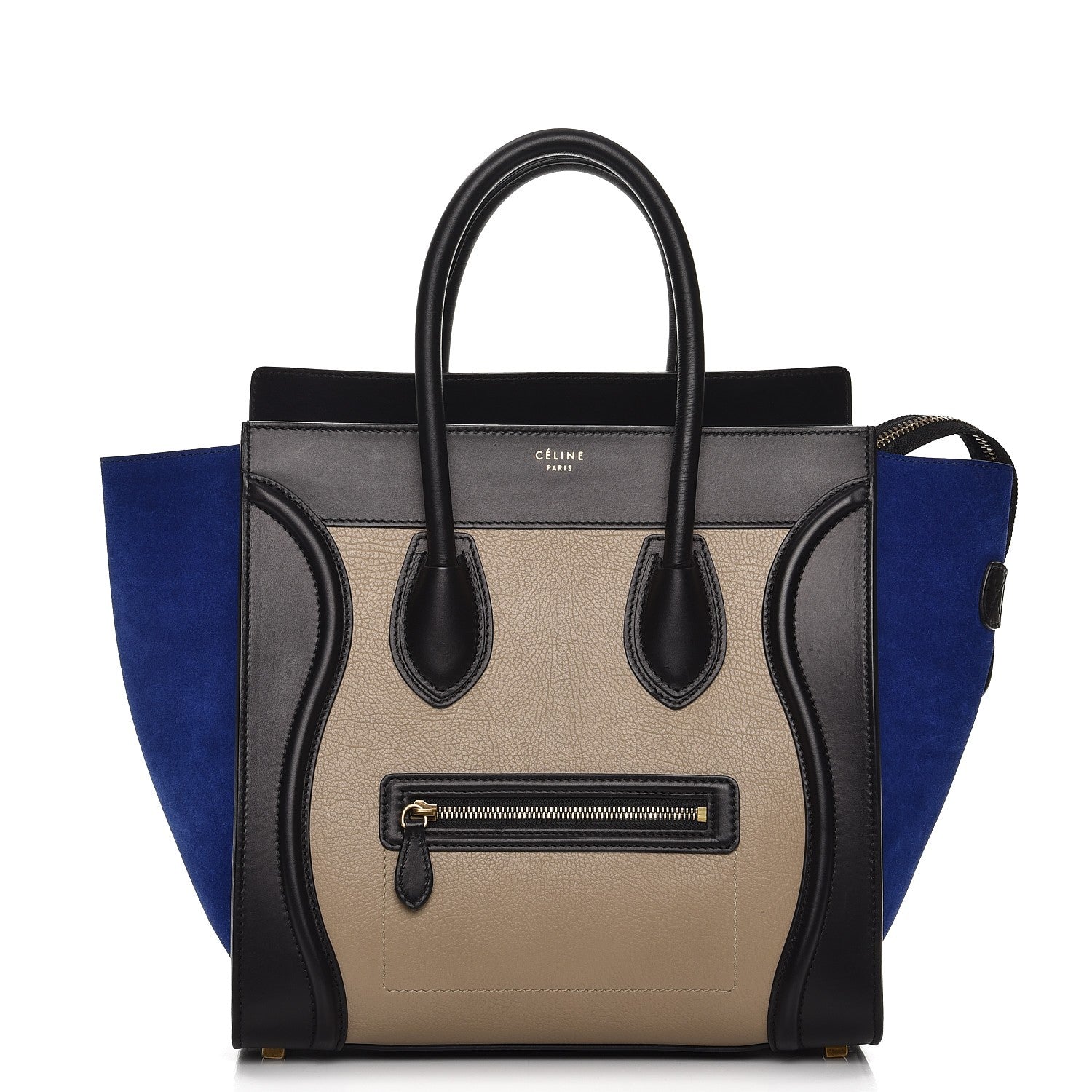 Celine Elephant Calfskin Suede Mini Tri-Color Luggage Sand 1 of 9