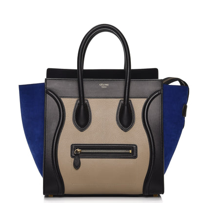 Celine Elephant Calfskin Suede Mini Tri-Color Luggage Sand 1 of 9