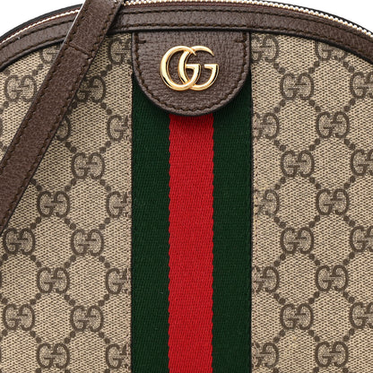 Gucci GG Supreme Monogram Textured Dollar Calfskin Web Small Ophidia Dome Shoulder Bag Beige Ebony New Acero 8 of 10