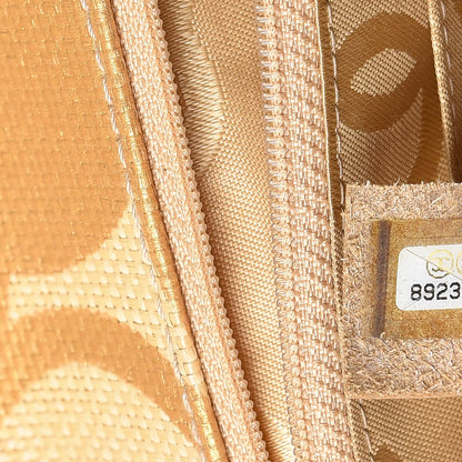 Chanel Woven Straw Camellia Print Medium Single Flap Gold 7 of 8