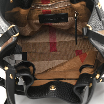 Burberry Grainy Calfskin House Check Small Maidstone Black 5 of 13