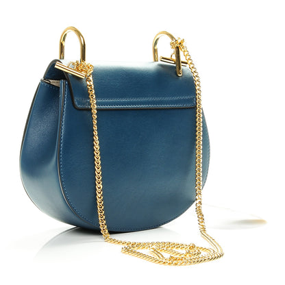Chloe Suede Smooth Calfskin Mini Drew Shoulder Bag Majolica Blue 3 of 6