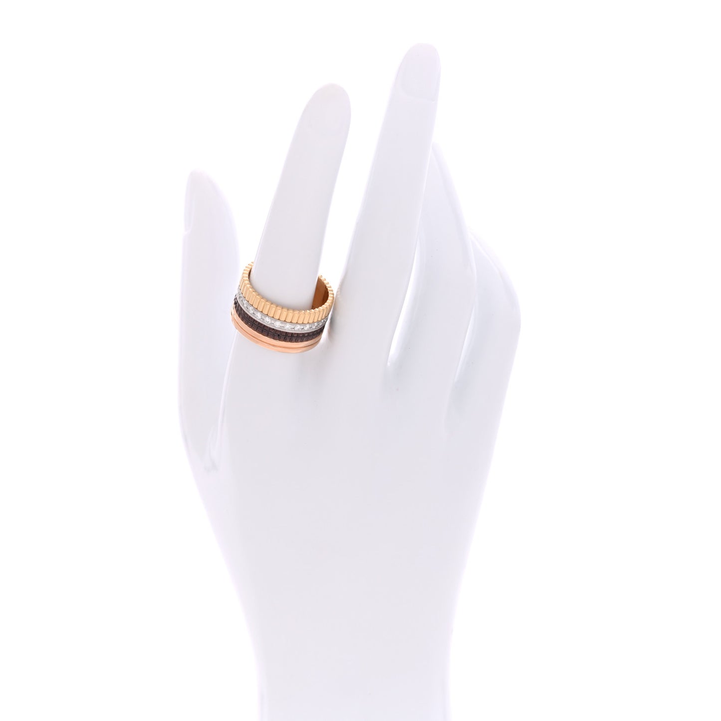 18K Pink Yellow White Gold Diamond PVD Large Quatre Classique Ring 58 8.25