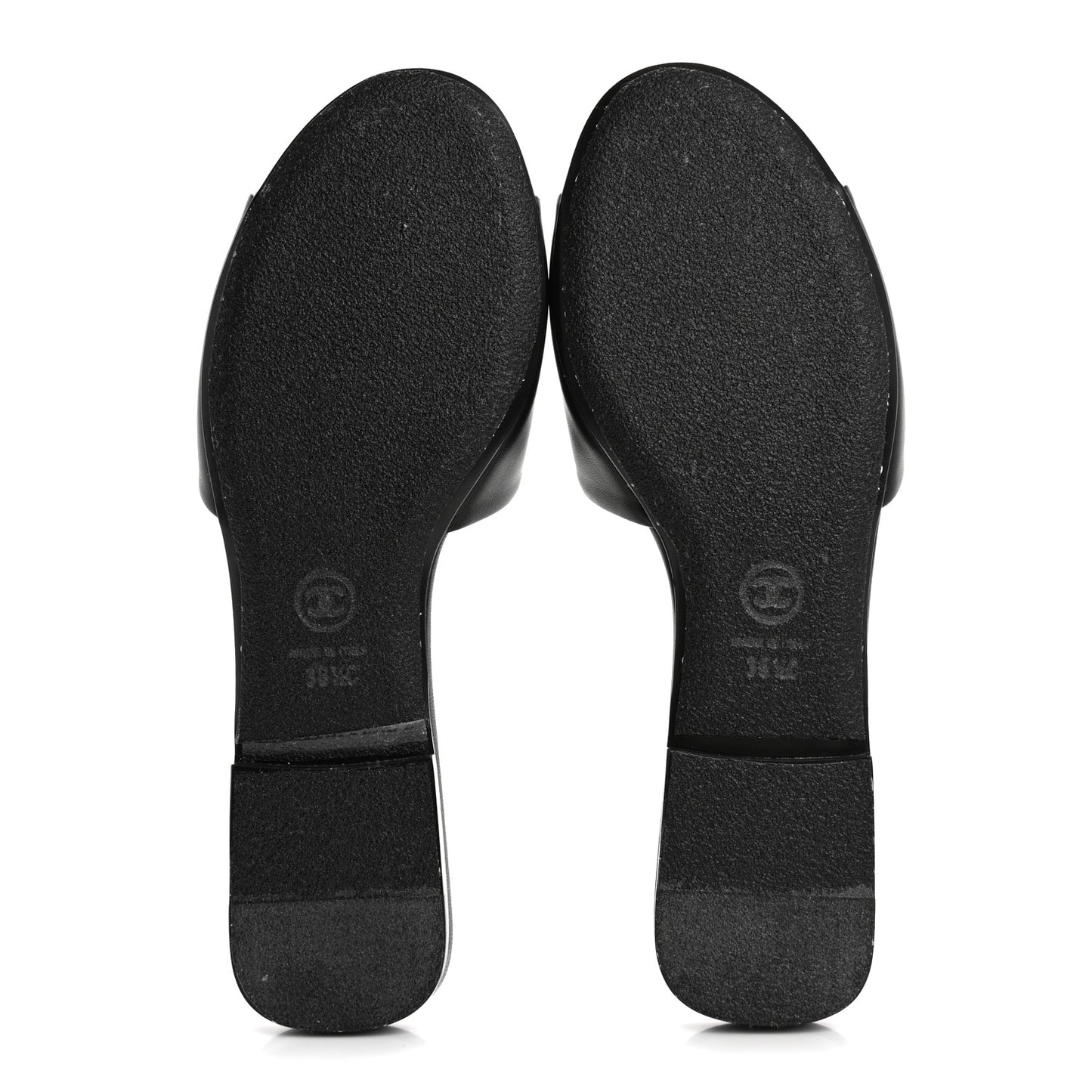 Lambskin Pearl CC Sandals 38.5 Black