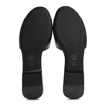 Chanel Lambskin Pearl CC Sandals 38.5 Black 6 of 8