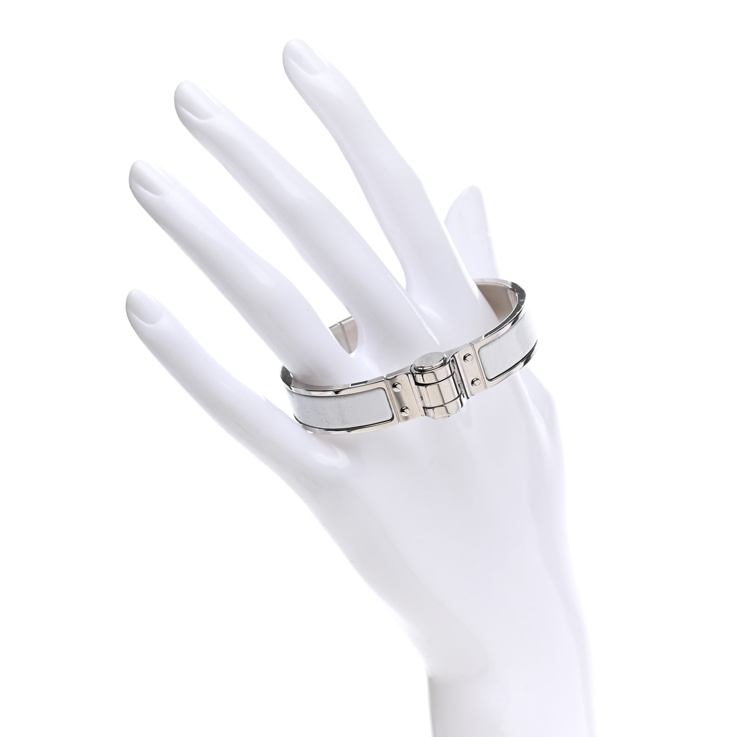 Enamel Charniere Uni Narrow Hinged Bracelet S White