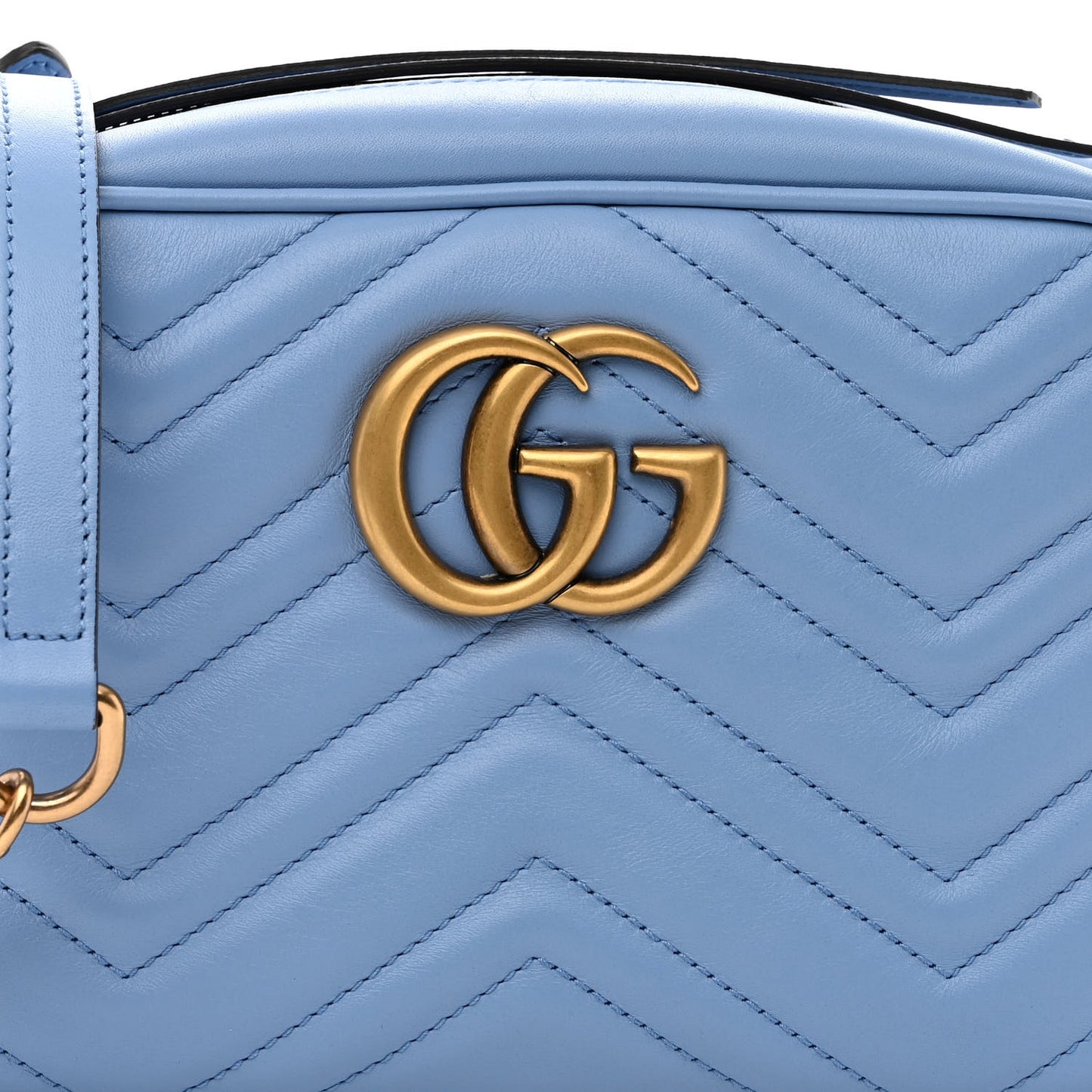 Calfskin Matelasse Small GG Marmont Chain Shoulder Bag Clear Sky Blue