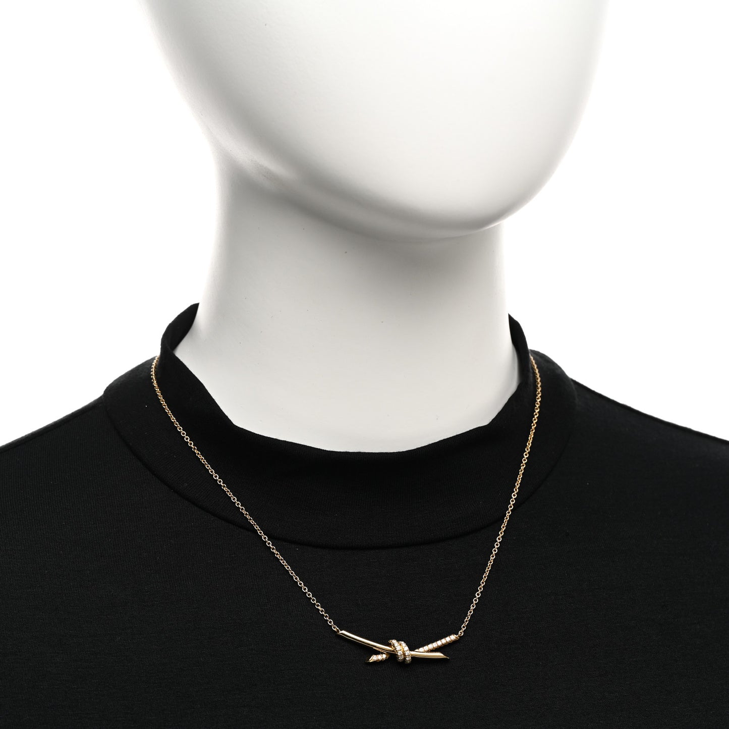 18K Yellow Gold Diamond Knot Necklace