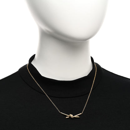 Tiffany 18K Yellow Gold Diamond Knot Necklace 2 of 5